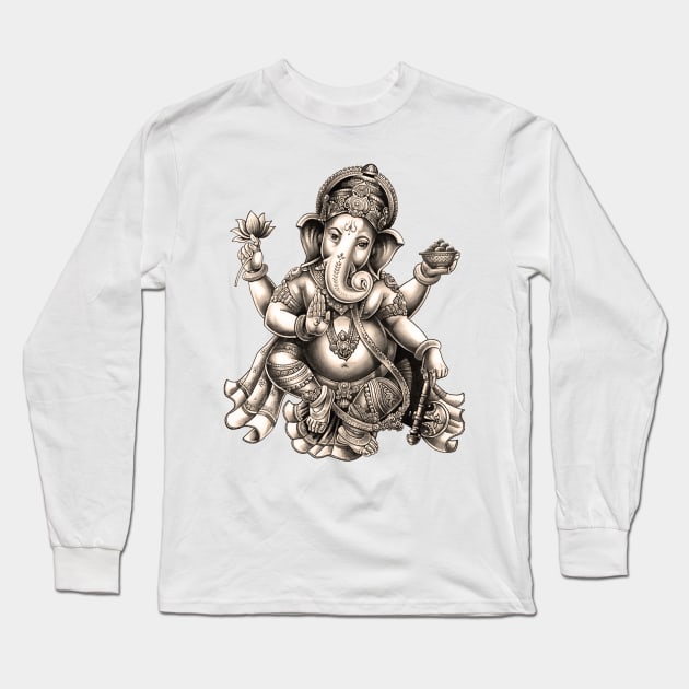 Ganesha Bali Souvenir Hindu Elephant God Yoga Ubud Long Sleeve T-Shirt by Closeddoor